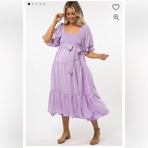 Lavender Smocked Tiered Maternity Dress